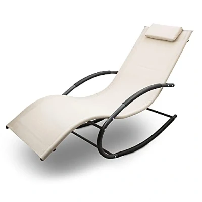 Abbildung von BITUXX Sonnenliege Gartenliege Relaxliege Schaukelliege Liegestuhl Schaukelstuhl (1 Liege)(Beige)