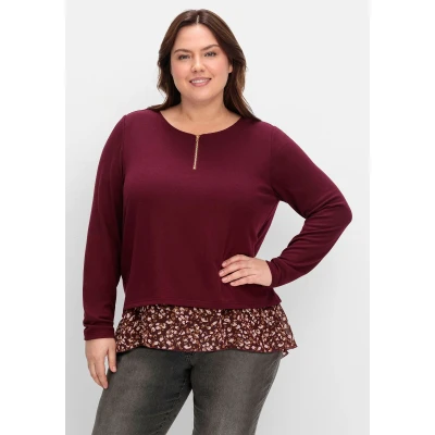 Abbildung von Sheego LONG Strickpullover, Damen, Größe: 40/42, Weinrot