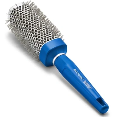 Abbildung von Bio Ionic BlueWave Round Brush Large,NanoIonic Conditioning Brush,Crimped Bristles for added Spannung, Soft Touch, Easy Grip Handle