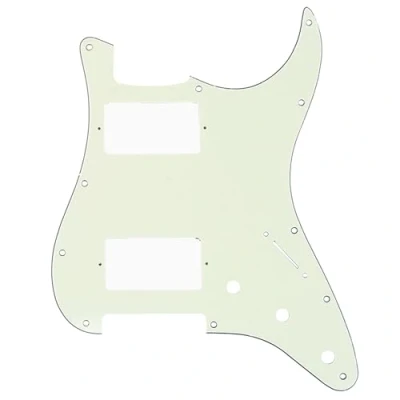 Abbildung von Musiclily Pro 11 Löcher HH Strat Pickguard 2 Humbucker Gitarren Schlagbrett für Fender American/Mexican Standard Stratocaster Modern Style E Gitarre,3 lagig Elfenbein