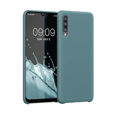 Abbildung von kwmobile Hülle kompatibel mit Samsung Galaxy A50 Silikon Handy Case Handyhülle weiche Oberfläche kabelloses Laden Antique Stone