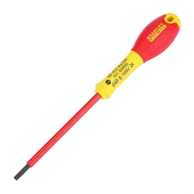Abbildung von Stanley FatMax Schraubendreher Schlitz (isoliert, Parallelspitze 4 mm, 100 mm Länge, Chrom Vanadium, Soft Grip) 0 65 412