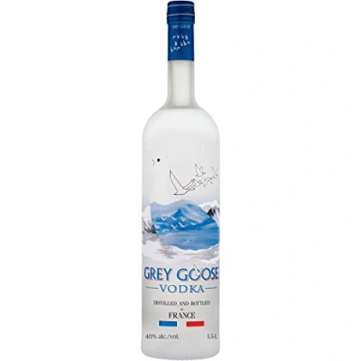 Abbildung von GREY GOOSE Premium Vodka aus Frankreich mit 100 % französischem Weizen und natürlichem Quellwasser, 40% Vol., 150 cl / 1,5 l