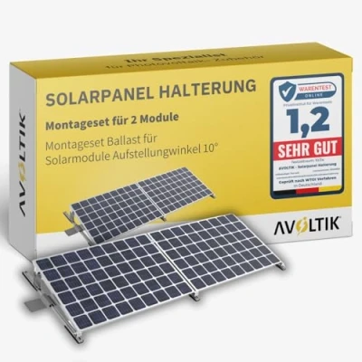 Abbildung von Avoltik Solarpanel Halterung für 2 PV Module I Solarmodul Balkonkraftwerk Set zur Befestigung nebeneinander Solarmodulbefestigungsset Balkon, Dach, Boden kein Bohren nötig