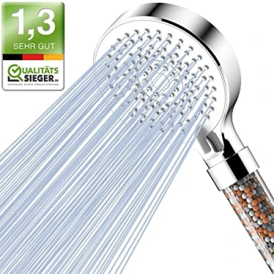 Abbildung von Magichome Wassersparender Duschkopf,Handbrause Filter Mineralsteinen und 5 Strahlarten, Wassersparende Druckerhöhende Duschbrause mit 3 Lagen Filtration zusätzlichen Steinen