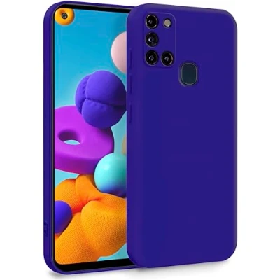 Abbildung von MyGadget Hülle für Samsung Galaxy A21s Zweilagige Handyhülle mit Kameraschutz Cover Innenfutter &amp; Silikon außen Dunkel Lila