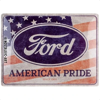Abbildung von Nostalgic Art Retro Blechschild, 30 x 40 cm, Ford American Pride US Flag Geschenk Idee für Fans, aus Metall, Vintage Design