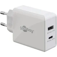 Abbildung von goobay 61674 Dual USB C PD (Power Delivery) Schnellladegerät (30 W) / Quick Charge Netzteil für iPhone, Samsung, Huawai/Handy Ladegerät/Ladeadapter die Steckdose/weiß