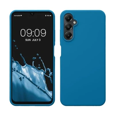 Abbildung von kwmobile Hülle kompatibel mit Samsung Galaxy A05s Silikon Handy Case Handyhülle weiche Oberfläche kabelloses Laden Karibikblau