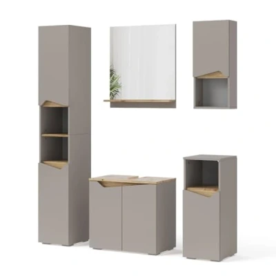 Abbildung von Vicco Badmöbel Set Marelle, Greige/Artisan Eiche, 5 Teile, (5 St., er Set)