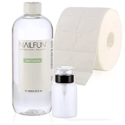 Abbildung von NAILFUN Nail Cleaner 1 Liter = 1000ml + 500 Zelletten (1 Rolle) Pumpflasche