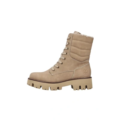 Abbildung von Rieker Damen Combat Boots Y3330, Frauen Stiefeletten,Bootee,Booties,halbstiefel,Kurzstiefel,uebergangsschuhe,beige (20),37 EU / 4 UK