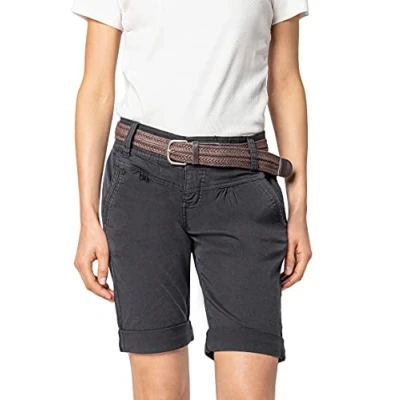 Abbildung von FRESH MADE Damen Bermuda Shorts im Chino Style mit Gürtel Dark Grey L