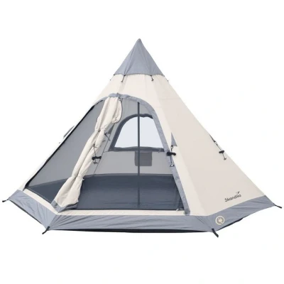 Abbildung von Skandika Tipi Zelt Hetta 335 Protect für 4 Personen, 2 m Stehhöhe, eingenähter Zeltboden, 3000 mm Wassersäule, UV 50+, Festivalzelt, Indianerzelt, Familienzelt Outdoor, Camping, Glamping