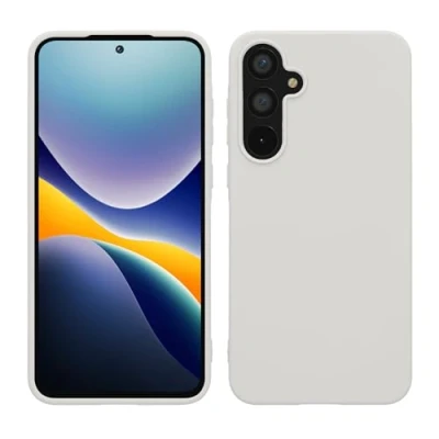 Abbildung von kwmobile Hülle kompatibel mit Samsung Galaxy A55 5G weiches TPU Silikon Case Cover geeignet für kabelloses Laden Weiß matt