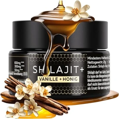 Abbildung von Premium Shilajit Original Himalaya 25g 82% mit Vanille Honig Aroma