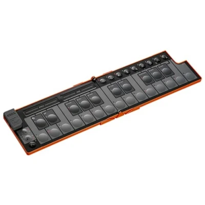 Abbildung von Korg nanoKEY Fold Faltbarer 25 Tasten MIDI Keyboard Controller mit USB C und TRS Lava Orange