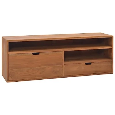 Abbildung von vidaXL Teak Massiv TV Schrank Skandinavischer Stil Lowboard Möbel Tisch Sideboard Fernsehtisch Fernsehschrank HiFi 110x30x40cm