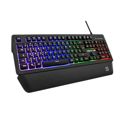 Abbildung von The G Lab Keyz Palladium Gaming Tastatur, AZERTY, kabelgebunden, USB, RGB LED Hintergrundbeleuchtung, Mehrfarbig, magnetische Handgelenkauflage, 26 Tasten, Anti Ghosting, langlebig PC PS4 Xbox One