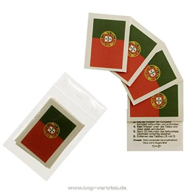 Abbildung von 5 x Portugal tattoo Fan Fahnen Set EM 2024 temporary Flag (5)
