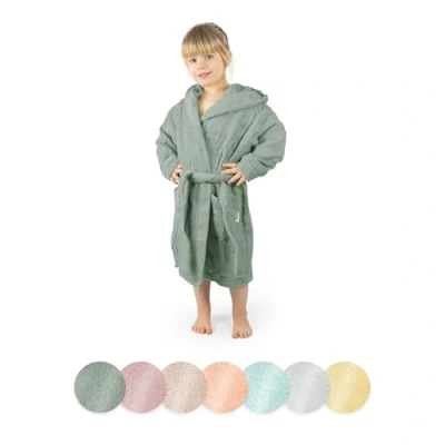 Abbildung von Ehrenkind® Bademantel Kinder mit Kapuze 100% Bio Baumwolle Kinderbademantel Junge Mädchen Größe 122/128 Jade