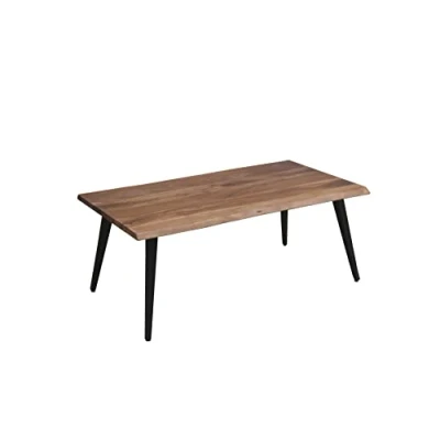 Abbildung von byLIVING Couchtisch Caddy/Beistelltisch Massivholz Akazie Natur/Füße Metall schwarz/Sofatisch mit Baumkante/B 110, H 45, T 60 cm