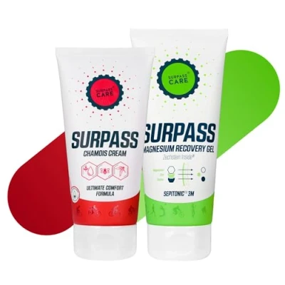 Abbildung von SURPASS Radfahrer Set Chamois Creme &amp; Magnesium Muskelentspannung Gel Mehr Leistung und Komfort auf Langen Fahrten Anti Scheuer Wirkung Schnelle Regeneration der Muskeln 170ml + 200ml
