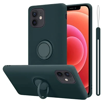 Abbildung von Cadorabo Hülle kompatibel mit Apple iPhone 12 Mini Schutzhülle TPU Silikon Case Liquid Design Ring Slim Kratzfest Liquidsilikon Microfaser für in Grün