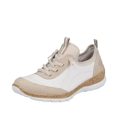 Abbildung von Rieker Sportlicher Schnürer, Damen, Größe: 38, Perle weiss perlcreme Textil/synthetik