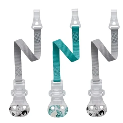 Abbildung von 3er Pack NIP Schnullerband mit Haken 3 Stk. Schnullerkette für Schnuller Ring, petrol, made in Germany, metallfrei, BPA frei