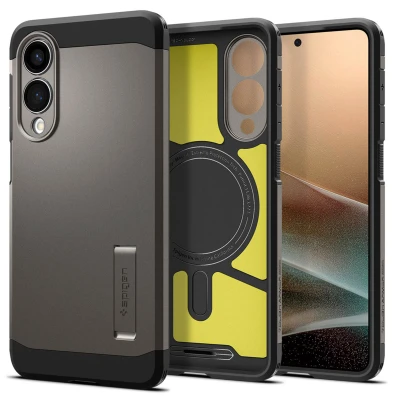 Abbildung von Spigen Tough Armor (AI) MagFit Hülle für Samsung Galaxy S25 Edge, Kompatibel mit MagSafe Gunmetal