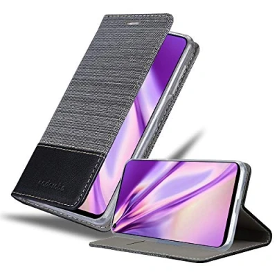 Abbildung von Cadorabo Hülle kompatibel mit Honor 20 / 20S Huawei NOVA 5T aus Jeans und Kunst Leder Flip Klappbare Magnetische [Kartenfächern] Cover für Tasche in Grau