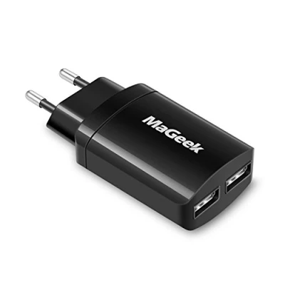 Abbildung von MaGeek® 2.4A 2 Port USB Ladegerät für iPhone, iPad, Samsung Galaxy, Nexus, HTC, Motorola, LG und weitere (Schwarz)