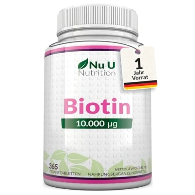 Abbildung von Nu U Nutrition Biotin hochdosiert 10.000 mcg 365 St