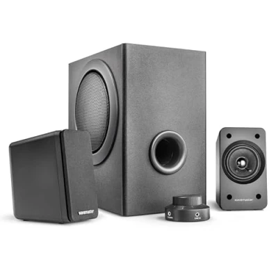 Abbildung von Wavemaster MX3+ 2.1 PC Lautsprecher (50 W, Kabelfernbedienung, Kopfhöreranschluss)