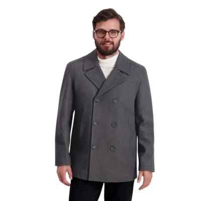Abbildung von Nautica Herren Peacoat Wool Blend Double Breasted Winter Coat Pijacke, Dunkelgrau, L