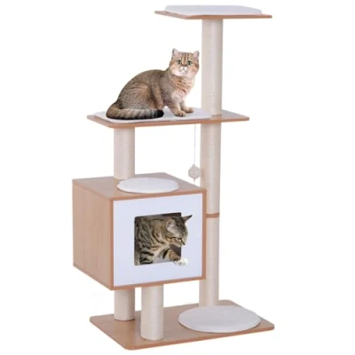 Abbildung von Katzenkratzbaum Katzenbaum Katzenspielzeug Kletterbaum Sisal Polster Liegefläche mit Ball Grau 71,5