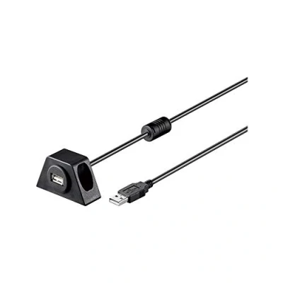Abbildung von Goobay 93351 USB Verlängerung inkl. Halterung für MP3 Autoradio / 2.0 Typ A Verlängerungskabel 480 Mbits Kabel Schwarz 2 Meter