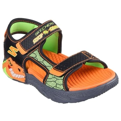 Abbildung von Skechers Creature Splash Riemensandalette für Kinder, Größe: 32, Black/orange/lime Schuhe