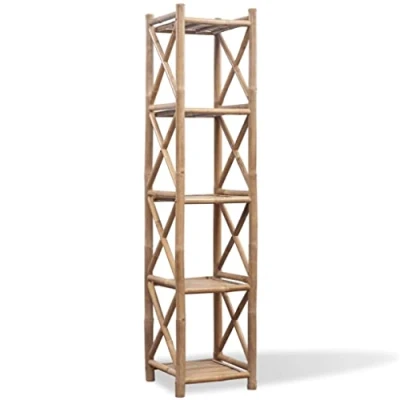 Abbildung von Makastle Bambusregal Küchenregal Badregal Bücherregal Standregal mit 6 Ablagen, freistehend Ablageflächen Holzregal für Bad, Küche, Wohnzimmer, Schlafzimmer, Balkon, 35 x 152 cm