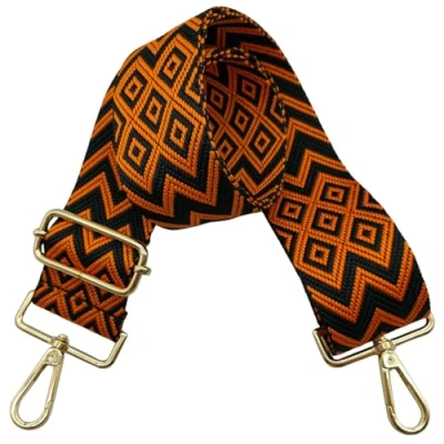 Abbildung von 5cm Taschengurte Breit, Verstellbarer Schultergurt für Tasche, zum Wechseln Goldener Karabiner Umhängegurt, Schulterriemen fur Damen Handtaschen Crossbody DIY Zubehör (Schwarz/Orange)