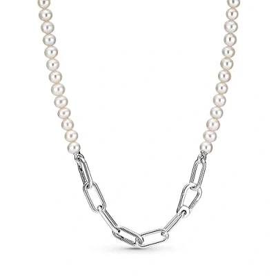 Abbildung von PANDORA ME Süßwasserzuchtperlen Halskette 45cm aus Sterling Silber, Kompatibel mit Armbänder, Höhe: 8,6mm, 399658C01 45