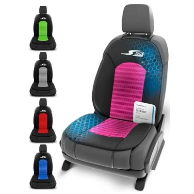 Abbildung von Walser Car Comfort Auto Sitzauflage S Race, Auszeichnung Sehr Gut* Autositzauflage, Sitzkissen PKW, Universal Sitzschoner Auto, Vordersitze, Sitzunterlage pink/schwarz
