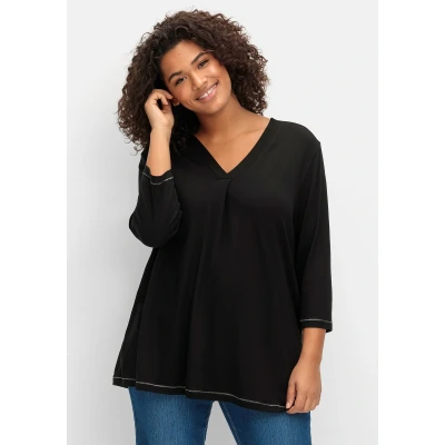 Abbildung von Sheego 3/4ARM Langarmshirt, Damen, Größe: 40/42, Schwarz