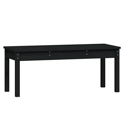 Abbildung von Gartenbank wetterfest Holzbank Sitzfläche Sitzbank ohne Rückenlehne Outdoor Hockerbank Parkbank Gartenmöbel für Innen und Außen, Schwarz 109x44x45 cm Massivholz Kiefer
