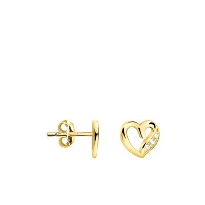 Abbildung von SOFIA MILANI Damen Ohrringe 925 Silber vergoldet/golden &amp; mit Zirkonia Steinen Herz Ohrstecker E2295