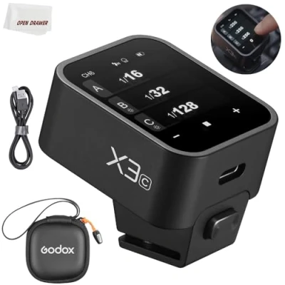 Abbildung von GODOX X3C X3 C Auslöser, Blitzauslöser, Touchscreen, TTL, kabelloser mit TCM Konvertierung, eingebauter 3,7 V 850 mAh Li Ion Akku, ca. 7 Tage Standby für Canon Kameras (X3C)