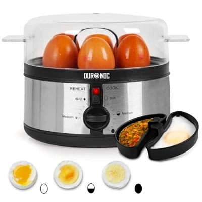 Abbildung von Duronic EB35 BK Eierkocher Bis zu 7 gekochte Eier Härtegradeinstellung weich mittel hart Ei Weiterkochfunktion Inklusive Messbecher und Eierstecher Für ein perfektes Frühstücksei 350 Watt