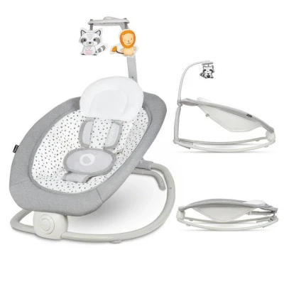 Abbildung von lionelo Babywippe PASCAL GREY DOVE, Verstellung der Rückenlehne Sanfte Vibrationen Anti Rutsch Kappen
