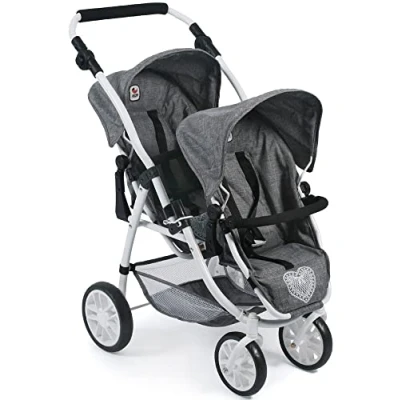 Abbildung von Tandem Buggy VARIO f&uuml;r Puppen, Jeans grey